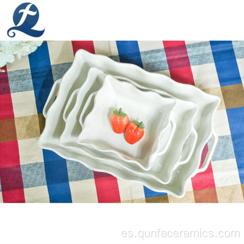 Platos de sartén de cerámica para hornear horneados con mango